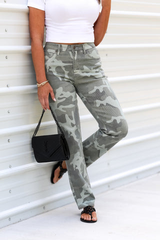 KANCAN Phoenix High Rise Camo Straight Jeans - Simply Me Boutique