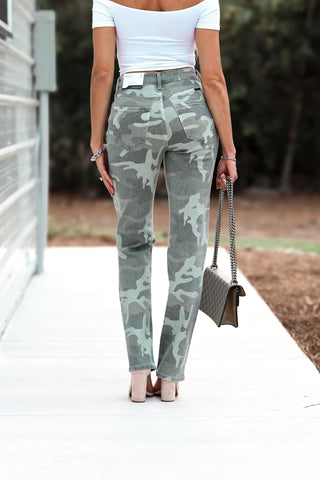 KANCAN Phoenix High Rise Camo Straight Jeans - Simply Me Boutique