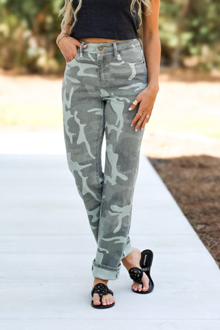 KANCAN Phoenix High Rise Camo Straight Jeans - Simply Me Boutique