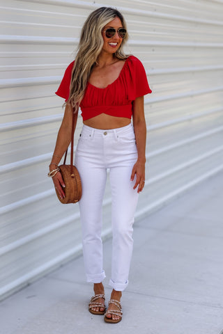 KANCAN Piper High Rise Slim Straight White Jeans - Simply Me Boutique