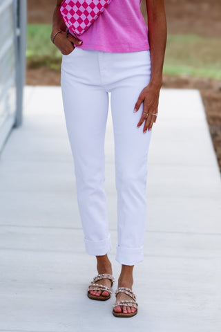 KANCAN Piper High Rise Slim Straight White Jeans - Simply Me Boutique