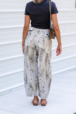 KANCAN Raven Animal Print Barrel Jeans Non Stretch - Simply Me Boutique