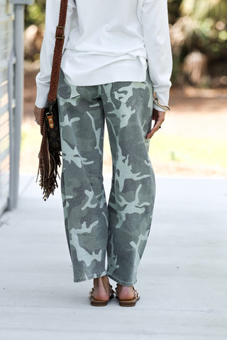 KANCAN Raven Camo Barrel Jeans Non Stretch - Simply Me Boutique