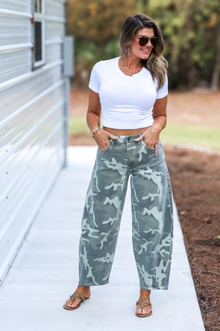Kancan Raven Camo Barrel Jeans Non Stretch - Simply Me Boutique