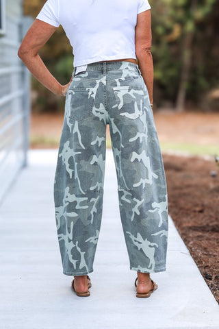 Kancan Raven Camo Barrel Jeans Non Stretch - Simply Me Boutique