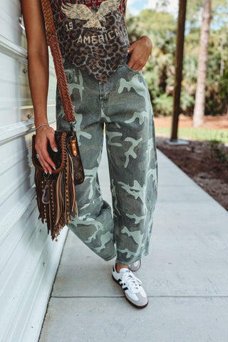 Kancan Raven Camo Barrel Jeans Non Stretch - Simply Me Boutique