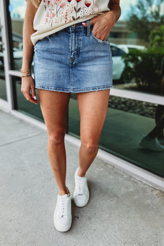 KANCAN Riley Denim Skort - Simply Me Boutique