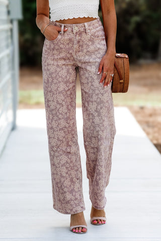 Kancan Roselynn High Rise Wide Rose Pants - Simply Me Boutique