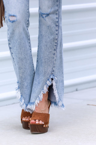 KANCAN Rosie High Rise Fray Hem Boot Cut Jeans - Simply Me Boutique