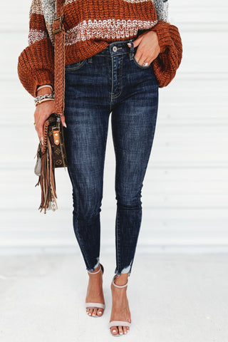 KANCAN Spring in Your Step Ankle Skinny Jeans (Dark Wash) - Simply Me Boutique