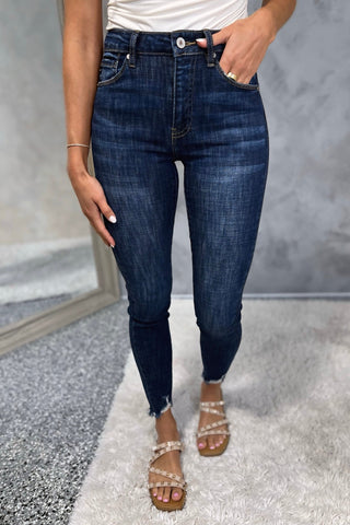 KANCAN Spring in Your Step Ankle Skinny Jeans (DARK WASH) - Simply Me Boutique