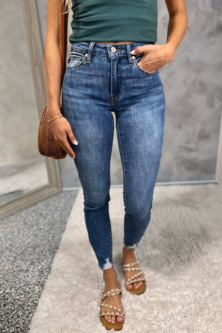 KANCAN Spring in Your Step Ankle Skinny Jeans (MEDIUM WASH) - Simply Me Boutique