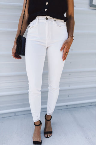 KANCAN Spring in Your Step Ankle White Skinny Jeans - Simply Me Boutique