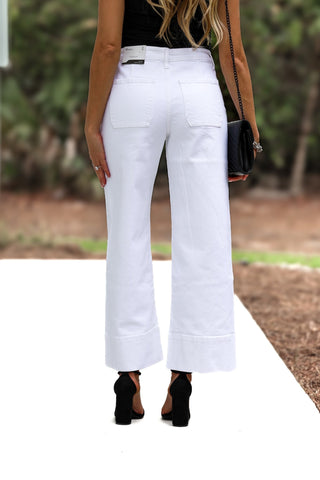 KANCAN Stacy High Rise Crop Wide Leg Jeans White - Simply Me Boutique