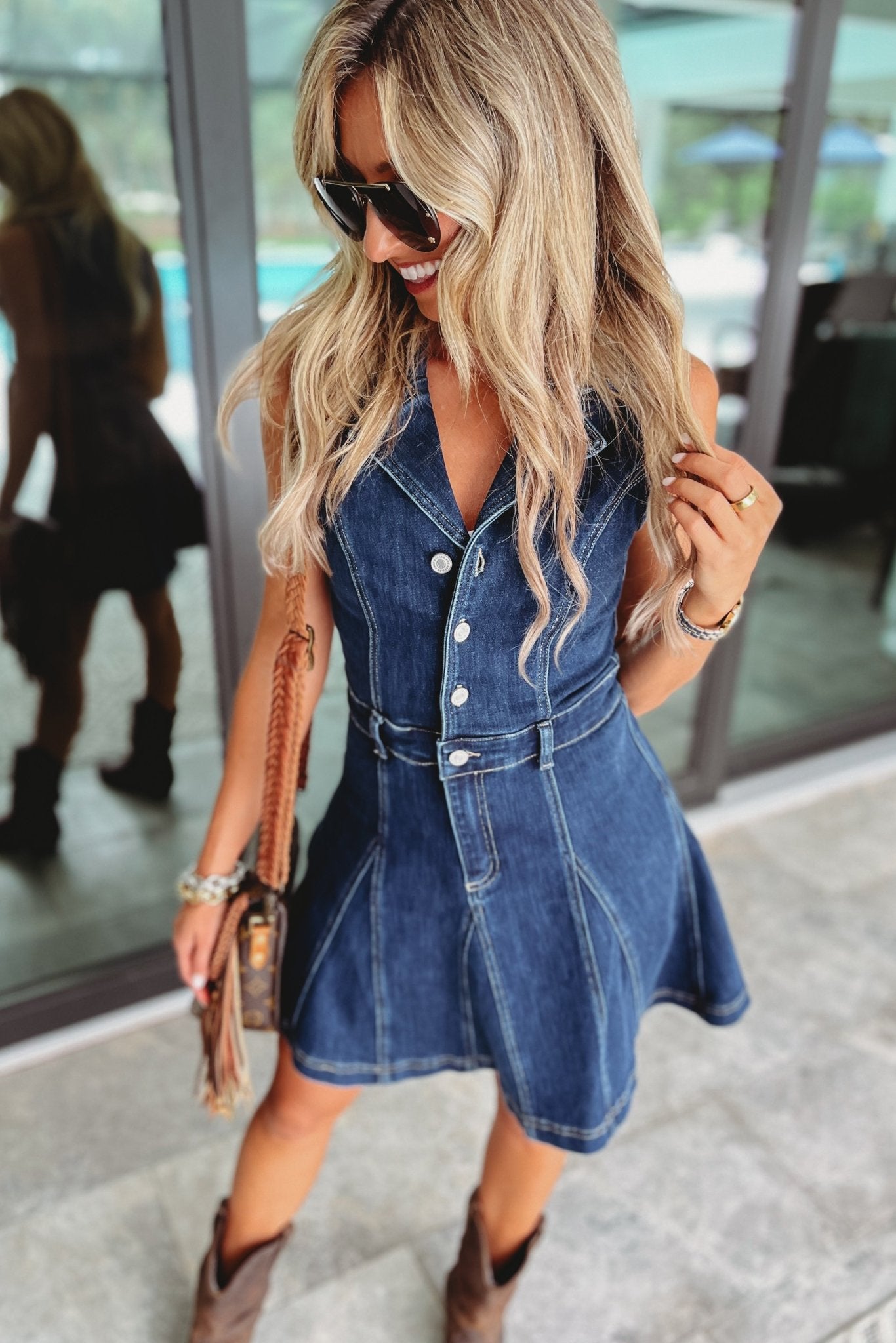 (SHIPS 5/8) KANCAN Sweet Magnolia Dark Wash Denim Dress (SHIPS 5/8) KANCAN Sweet Magnolia Dark Wash Denim Dress