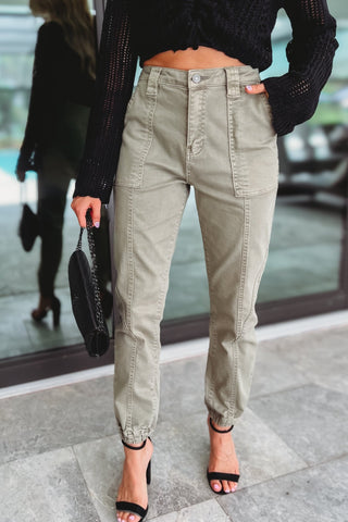 KANCAN Tatiana ULTRA High Rise Olive Joggers - Simply Me Boutique