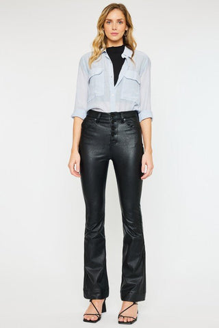 KanCan Trista Black Faux Leather Bootcut Pants - Simply Me Boutique