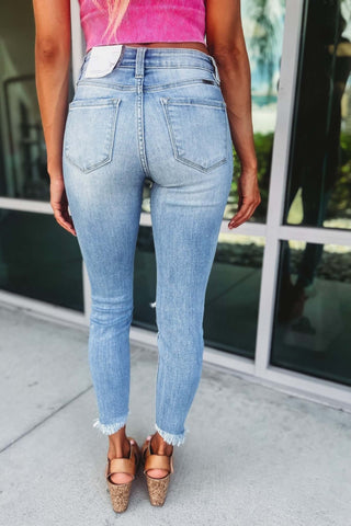 KANCAN Unfinished Business Sharkbite Cropped Jeans - Simply Me Boutique