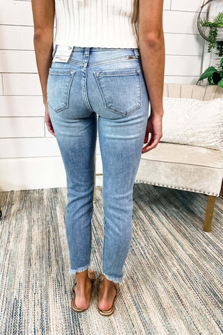 KANCAN Unfinished Business Sharkbite Cropped Jeans - Simply Me Boutique