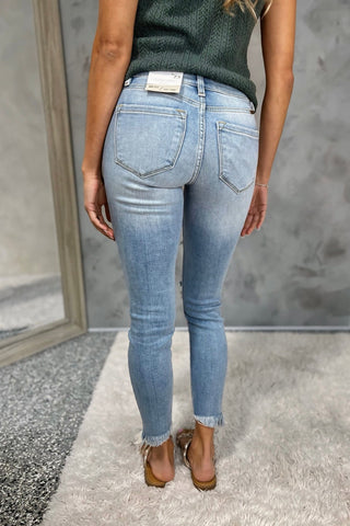 KANCAN Unfinished Business Sharkbite Cropped Skinny Jeans - Simply Me Boutique