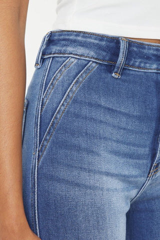 KANCAN Victoria Ultra High Rise Flare Jeans (Med Wash) - Simply Me Boutique