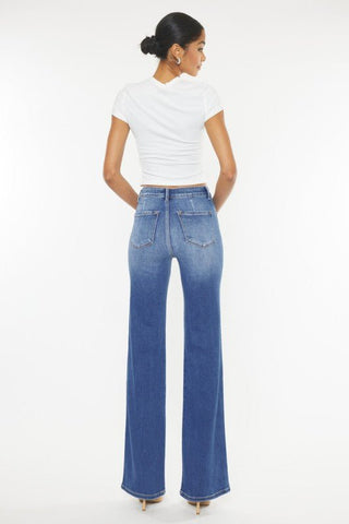 KANCAN Victoria Ultra High Rise Flare Jeans (Med Wash) - Simply Me Boutique