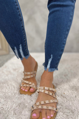 KANCAN Won't Back Down Rose Gold Button Skinny Jeans - Simply Me Boutique