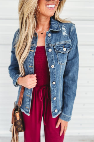KANCAN Zoey Fray Hem Denim Jean Jacket 2 COLORS! - Simply Me Boutique