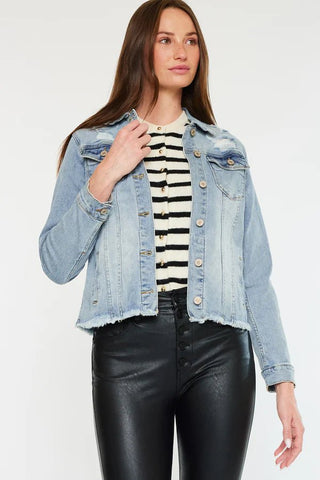 KANCAN Zoey Fray Hem Denim Jean Jacket 2 COLORS! - Simply Me Boutique