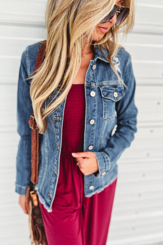 KANCAN Zoey Fray Hem Denim Jean Jacket 2 COLORS! - Simply Me Boutique