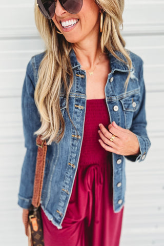 KANCAN Zoey Fray Hem Denim Jean Jacket 2 COLORS! - Simply Me Boutique