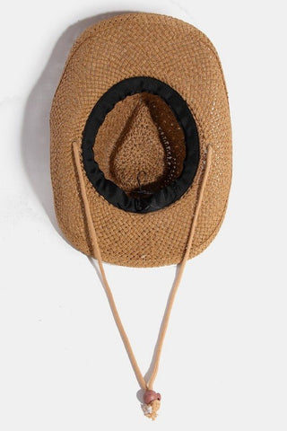 Khaki Brown Straw Cowboy Hat - Simply Me Boutique