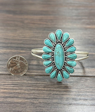 Large Turquoise Brass Arm Cuff Bracelet - Simply Me Boutique