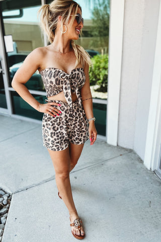Lazy Day Vibes Leopard Tube Top and Shorts Set - Simply Me Boutique