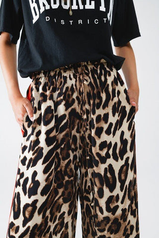 Leopard Straight Pants With Red Stripes - Simply Me Boutique