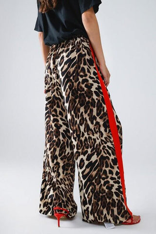 Leopard Straight Pants With Red Stripes - Simply Me Boutique