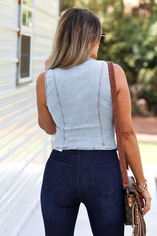 Light Wash Denim Vest - Simply Me Boutique
