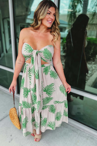 Living the Life Palm Tube Top Skirt Set - Simply Me Boutique