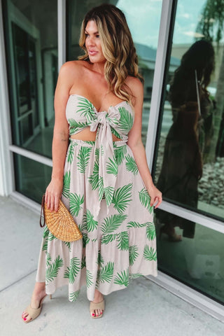 Living the Life Palm Tube Top Skirt Set - Simply Me Boutique