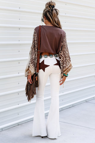 Lonestar Ivory Flare Jeans with Tan Star - Simply Me Boutique