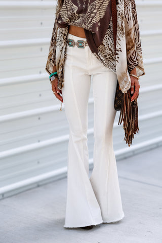 Lonestar Ivory Flare Jeans with Tan Star - Simply Me Boutique