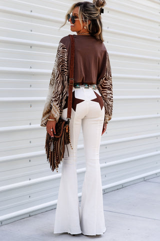 Lonestar Ivory Flare Jeans with Tan Star - Simply Me Boutique