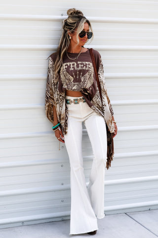 Lonestar Ivory Flare Jeans with Tan Star - Simply Me Boutique
