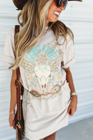 Long Live Country Graphic Shirt Dress - Simply Me Boutique