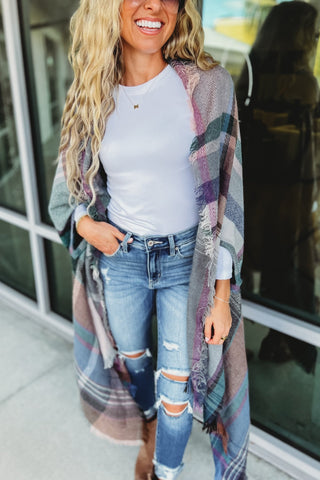 Looking Around Plaid Poncho - Simply Me Boutique