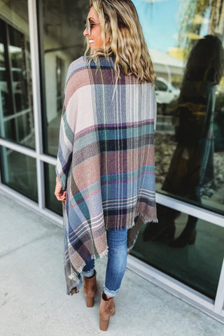 Looking Around Plaid Poncho - Simply Me Boutique