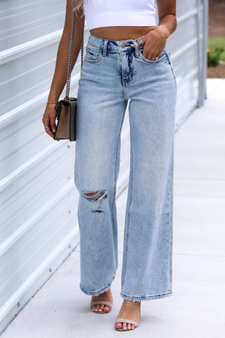 Lovervet by Vervet Simone Tummy Control High Rise Wide Leg Jeans - Simply Me Boutique