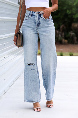 Lovervet by Vervet Simone Tummy Control High Rise Wide Leg Jeans - Simply Me Boutique