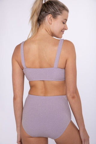 Lurex Metallic Thread Bow Dusty Lilac Bikini Set - Simply Me Boutique