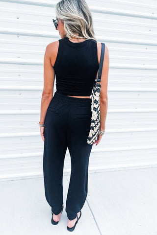 Luxe Scuba Black Joggers - Simply Me Boutique